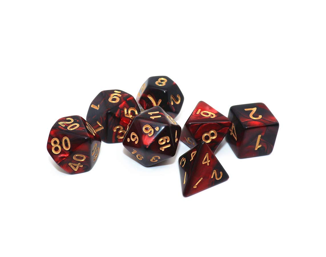 Creebuy Dnd Dice Set Red Black Rpg Dice For Dungeon And Dragons D&D Mtg 7-Die Polyhedral Dice