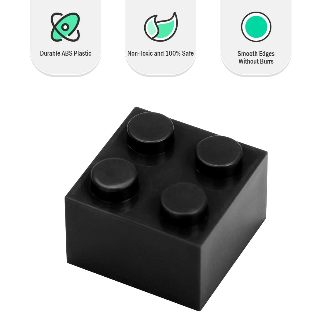 Unirolic Classic Building Bricks Set, 100 Piece 2X2 Basic Building Blocks Stem Creative Building Toys Compatible With All Major Brands(Black)