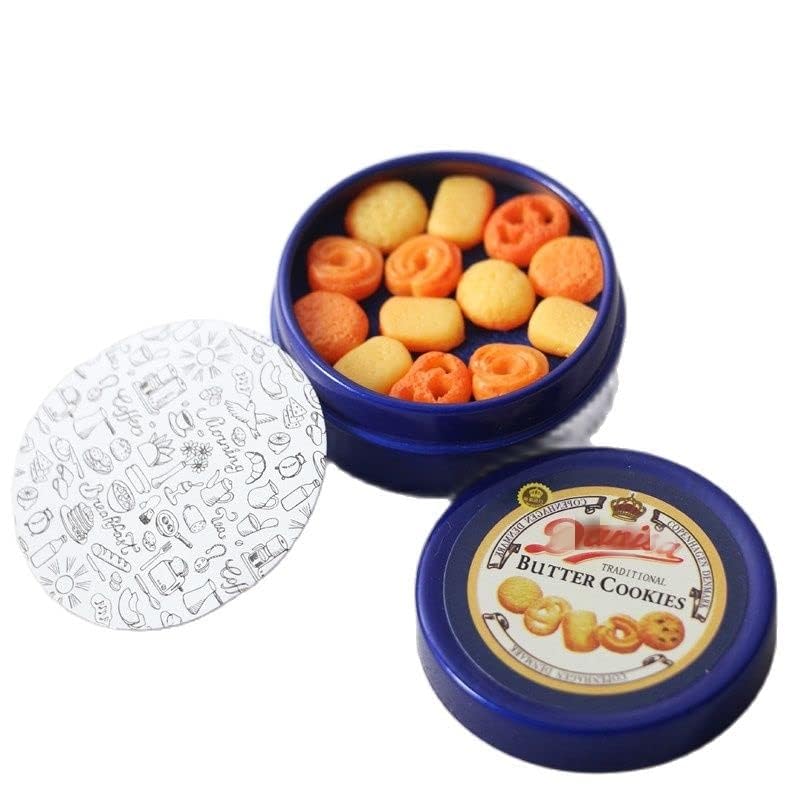 Sxfse Dollhouse Decoration Accessories, 1:12 Dollhouse Ornament Miniatures Cookies Blue Tin Box Set