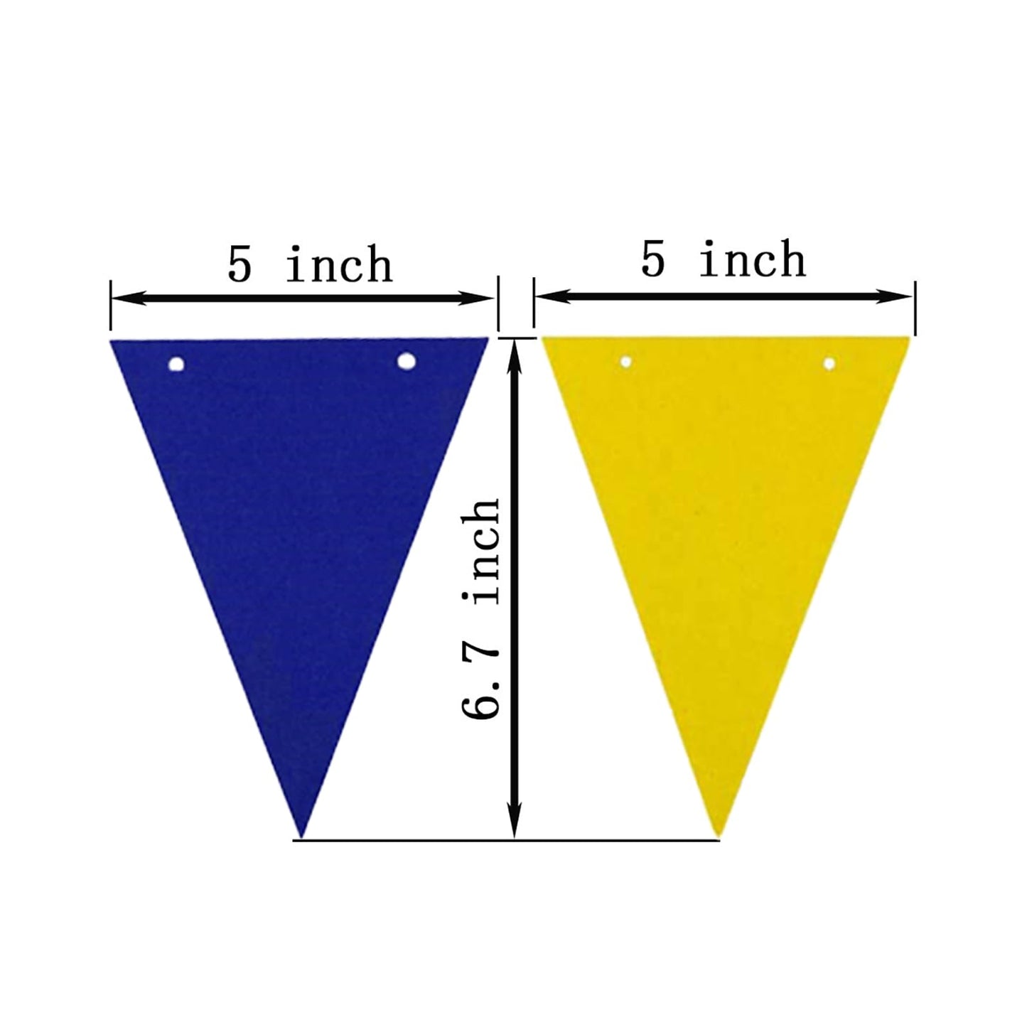 Zooyoo 20 Feet Blue And Yellow Pennant Banner, Paper Triangle Flags Bunting For Baby Birthday Party, Wedding Decor, Baby Shower,