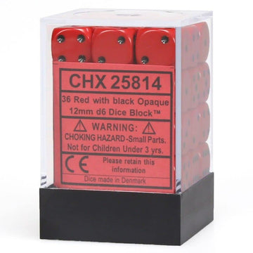 Chessex Chx25814 Dice - Opaque: 36D6, Red/Black