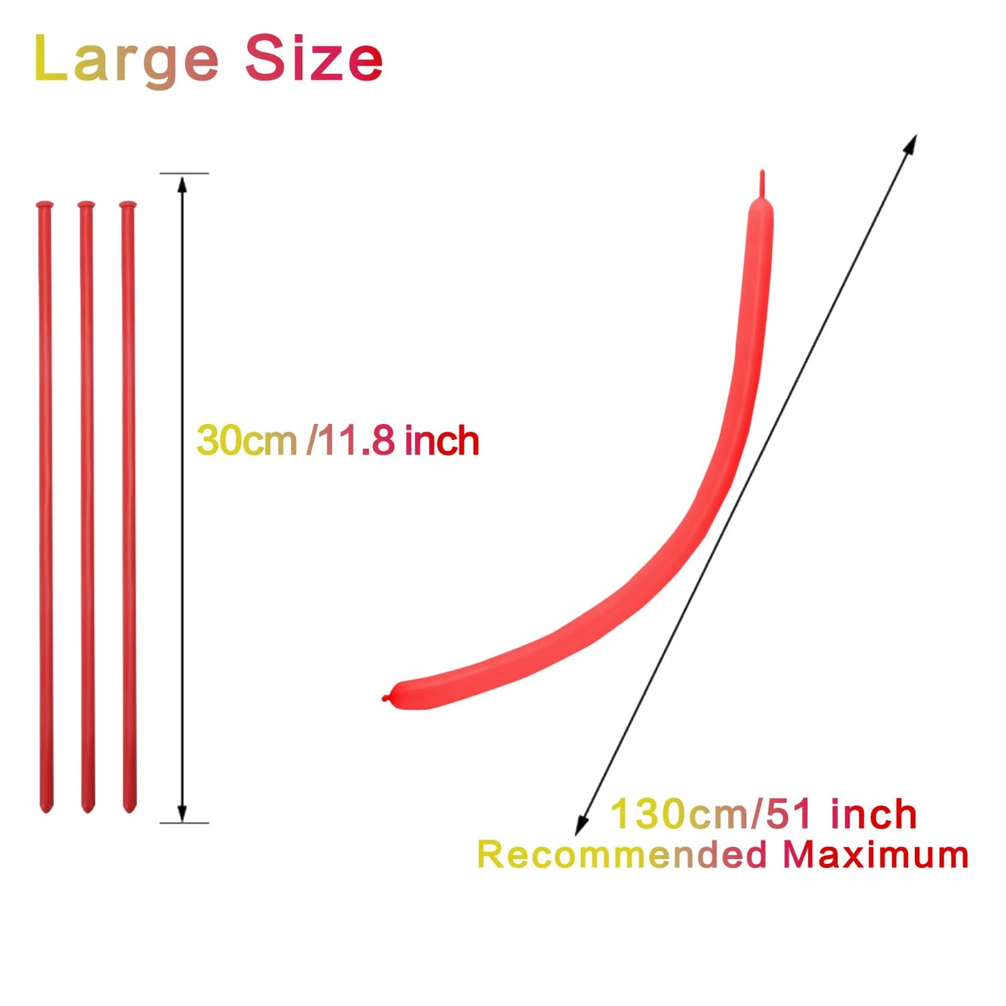 Pigetale 100Pcs 260Q Long Skinny Balloons Rainbow Twisting Animal Balloons Assorted Color Thickening Latex Modeling Magic Balloo