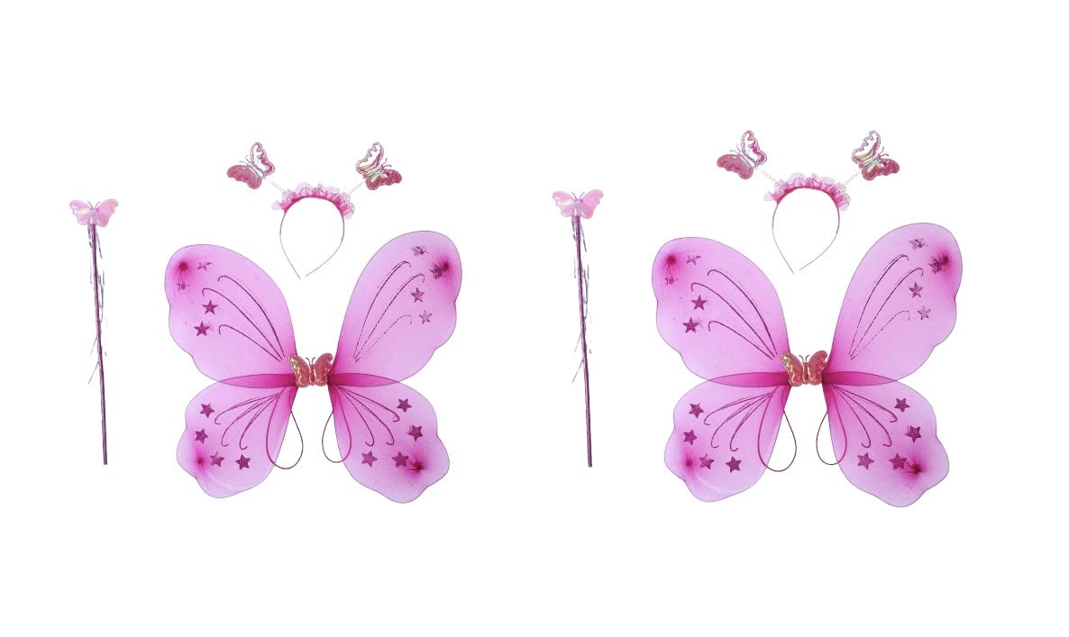 Ak Anolihk Net Fairy Butterfly Wings Costume For Baby Girl (2Pc Dark Pink Wings)