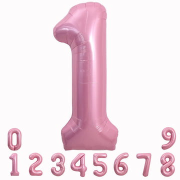 Toniful 40 Inch Light Pink Large Numbers Balloons 0-9, Number 1 Digital 1 Helium Balloons, Pink Foil Mylar Big Number Pastel Bal
