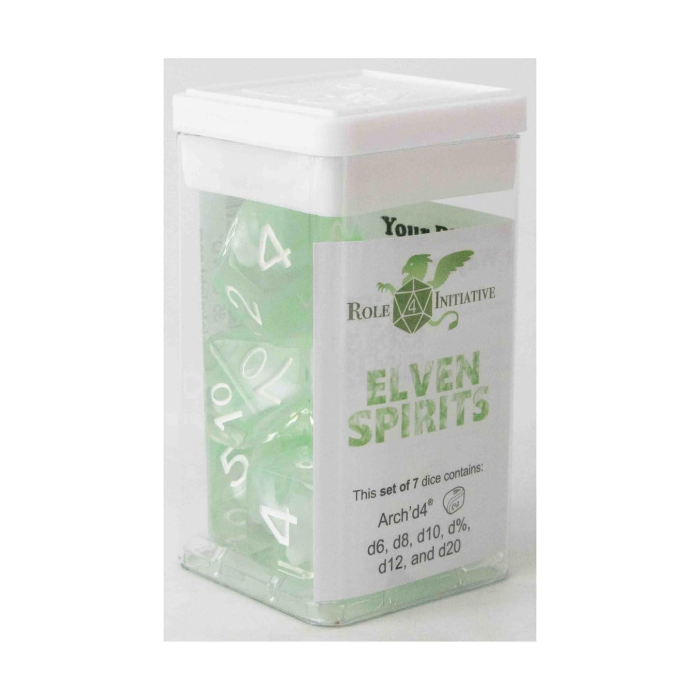Role 4 Initiative Polyhedral Dice - Elven Spirits, Arch'D D4'S W/White Numbers (7)