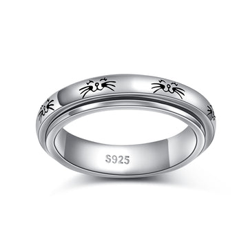 Hoohwe Spinner Rings For Anxiety,S925 Sterling Silver Fidget Anxiety Worry Relieving Boredom Adhd Autism Band Rings For Women (3