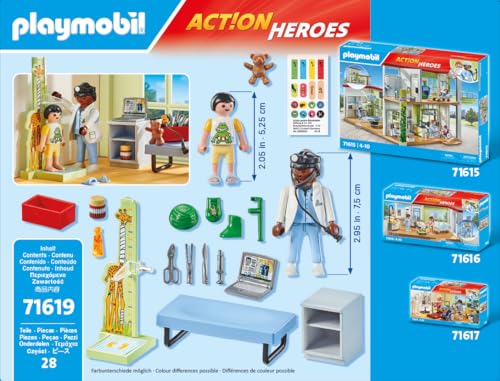 Playmobil Pediatrician Set with Teddy Bear, Multicoloured, Plastic, Model 71619, One Size