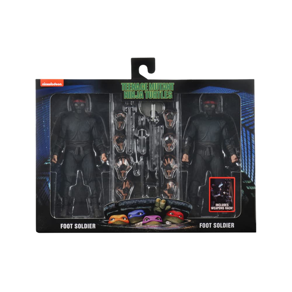 Neca 7' Tmnt 1990 Movie Foot Soldier W/Weapons Rack 2 Pack Figure