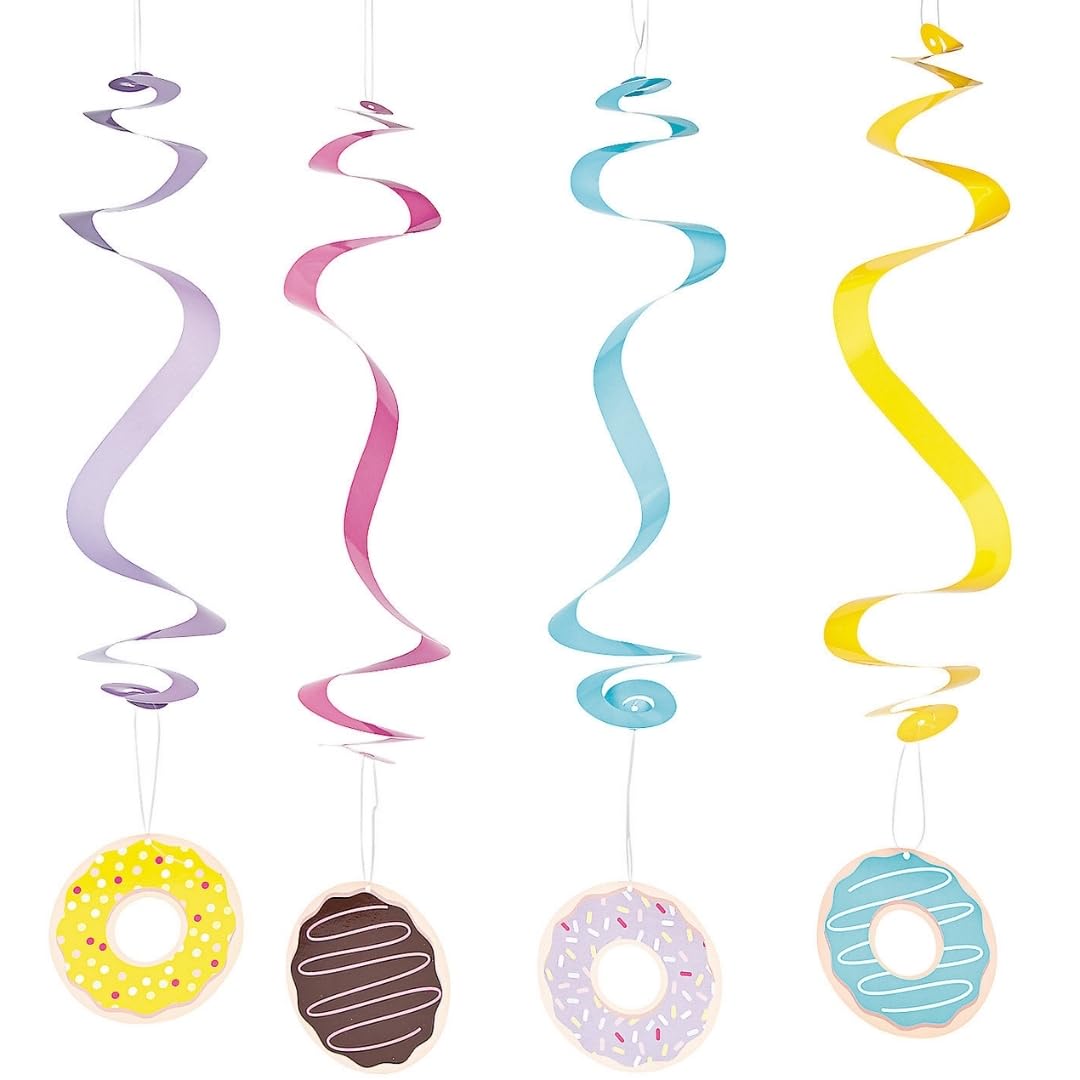 Donut Party Hanging Swirls  12 ct