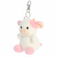 Aurora Adorable Palm Pals Belle Strawberry Cow Clip-On- Fun Collectible Plush For Kids and mature-themed Collectors - Perfect For Backpacks and Birthday Gifts - White 4 Inches