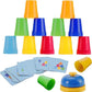 Fast Stacking Cups Game For Kids With Color Pattern Cards & Bell Montessori Speed Cup Challenge Toy For Toddlers & Preschool Lea