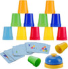 Fast Stacking Cups Game For Kids With Color Pattern Cards & Bell Montessori Speed Cup Challenge Toy For Toddlers & Preschool Lea