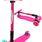 Chromewheels Scooters For Kids, Deluxe Kick Scooter Foldable 4 Adjustable Height 132Lbs Weight Limit 3 Wheel, Lean To Steer Led Light Up Wheels, Best Gifts For Girls Boys Age 3-12 Year Old, Pink