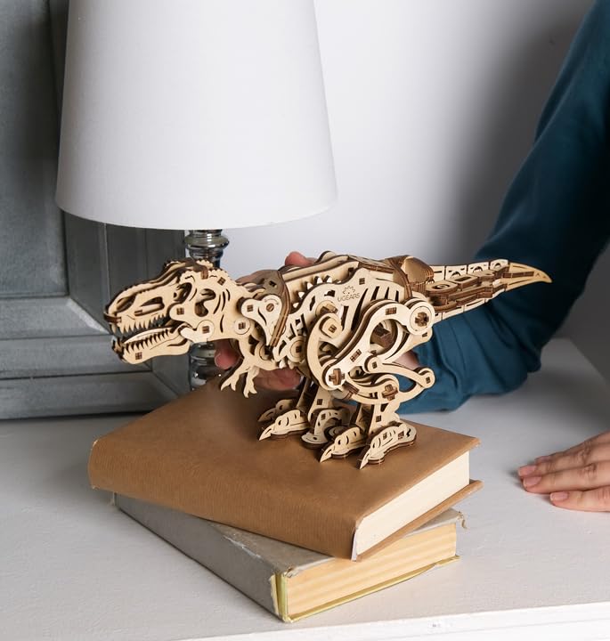 UGEARS Wooden 3D Puzzles for mature-themeds - Tyrannosaurus Rex Dinosaur Model Kit Craft Kits for mature-themeds Women and Men - 3D Wooden Dinosaur Automaton Models for mature-themeds to Build Wood Puzzles mature-themed - 249 Pcs