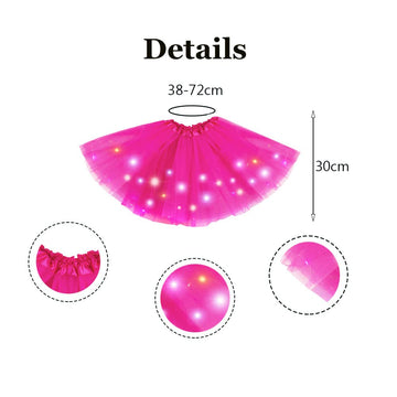 Bybyseno Girl Tutu Skirt, Light Up Led Ballet Tutu Skirt 2-8 Years Fluffy Ballet Dress Up Costume For Kids Party 3-Layer Multico