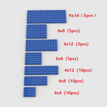 Classic Building Plate Assortment Pack, 50Pcs Blue Bulk Plates With 7 Size Building Plate Base Plate, Compatible With Lego Parts