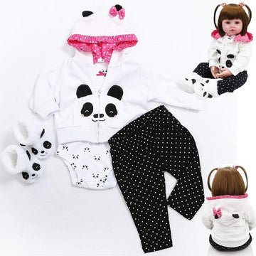 scnbom Reborn Baby Dolls Girl Clothes for 17-22inch Outfits Accesories (Panda 4pcs Set)