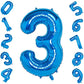 Atpata Funky Blue Number Foil Balloons for Numeric Milestone Parties (40 INCH, 3)