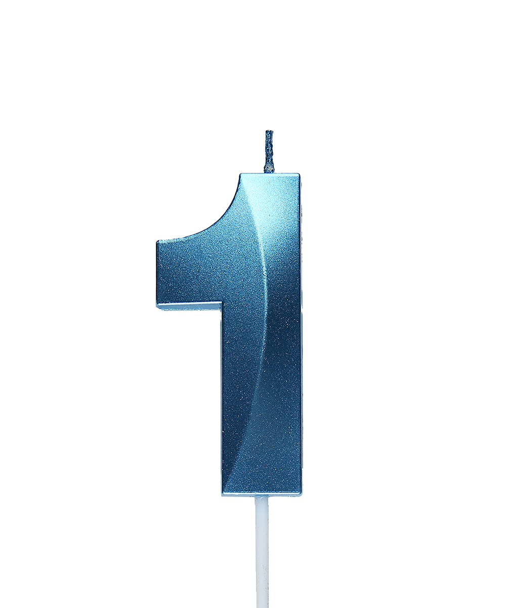 Qj-solar 2.76 inch Blue 1 Birthday Candles,3D Number 1st Cake Topper for Birthday Decorations No 11 12 13 14 15 16 17 18 19