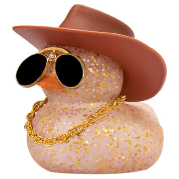 Wonuu Car Dashboard Rubber Duck Ornament, Car Decoration Colour Ducks Accessories With Mini Hat Necklace And Sunglasses, G-Brown