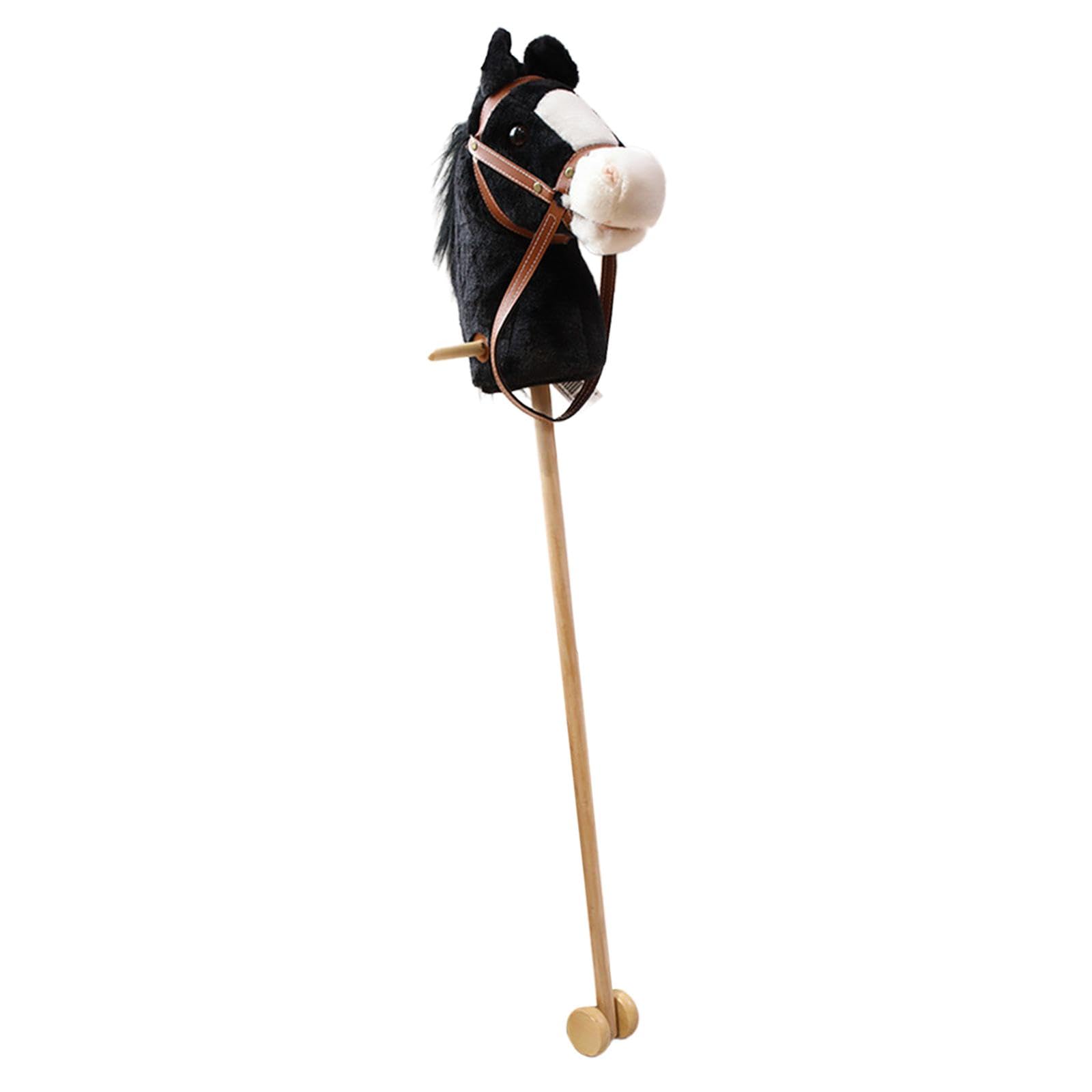 Atorse Stick Horse Pretend Play Fun Handcrafted Hobby Horse For Children Boys Girls Black With Wheels|Baby|Toys For Baby|Develop