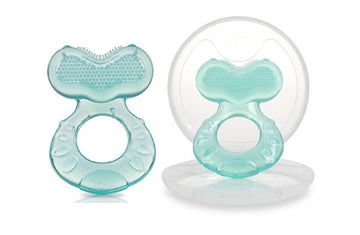 Nuby Silicone Teethe-Eez Teether With Bristles, Includes Hygienic Case, Aqua (Count Of 2)…