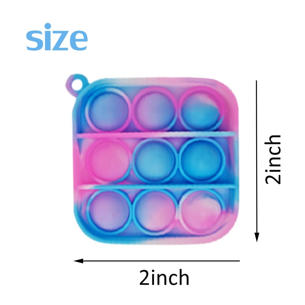 60 Pcs Tie Dye Squeeze Pop Bubble Simple Fidget Sensory Toys  Keychain Wrap Small Pop Bulk Classroom Prizes Relieve Anxiety Stress Toy for Kids mature-themed