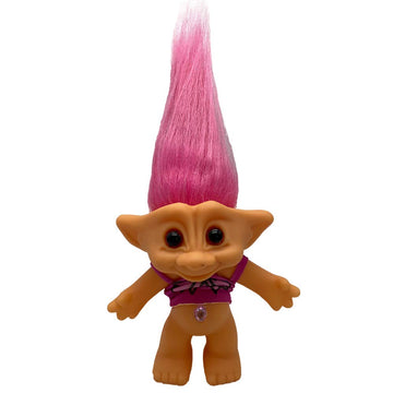 Pvc Vintage Trolls Dolls Lucky Doll Action Figures Chromatic Adorable For Collections, School Project, Arts And Crafts, Party Favors (Pink Butterfly)