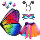 Kids Butterfly Wings Costume For Girls Toddler Dress Up Clothes Tutu Antenna Mask Butterfly Clips Halloween Party Role Play Toys