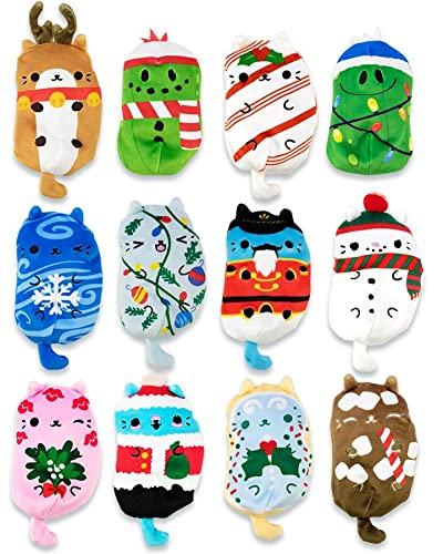 Cats Vs Pickles - Limited Edition Holiday 12Pk - 4'' Cute Cuddly Collectible Bean Plush Toy - Great For White Elephant, Gift Exc