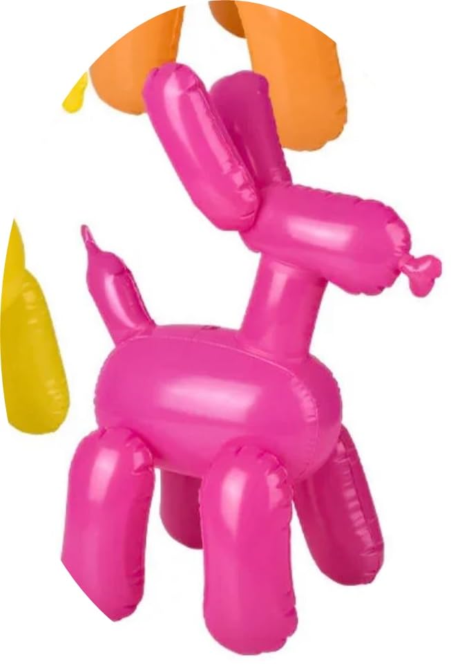Inflatable Balloon Dogs, 24 Inch Vinyl Decorations, Toys Pool Colorful Photo Prop (Pink, Single Balloon Dog)
