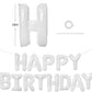 Toniful White Happy Birthday Balloons Banner With Ribbon Straw, 16 Inch Mylar Foil Letters Birthday Sign Banner Balloon Bunting