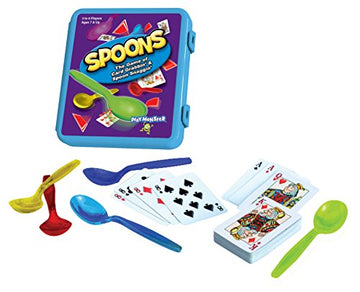 Spoons In A Case, Card Games For Kids - Spoons Game, Deck Of Cards, Fun Family Games For Kids And Adults, Playing Cards, Game Night, Travel Games, 3-6 Multi-Player Card Game, Games For Adults, Ages 7+