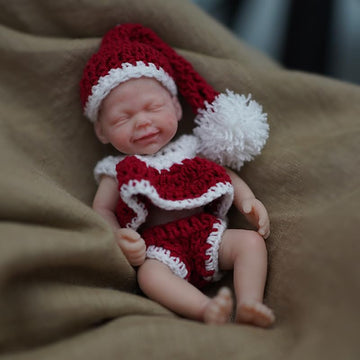 Mire & Mire Reborn Baby Dolls, 4.5 Inch Sleeping Full Silicone Mini Baby Doll With Feeding Accessories Smile Realistic Baby Doll