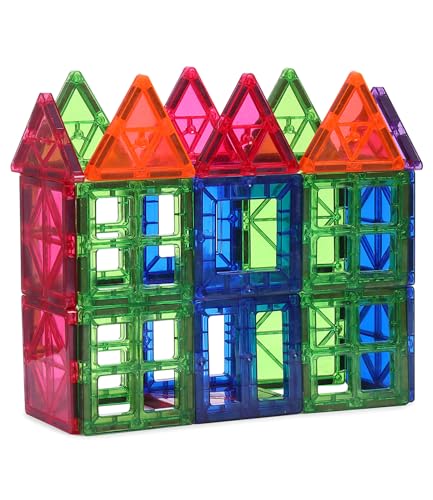 Play Nation 26 Pcs Colorful Magnetic Tiles For Kids, Construction Toy For Girls&Boys,Brain Boosting Fun&Educational Learning Toy