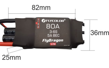 FLYCOLOR 80A ESC 3-6S Electric Speed Controller 5v/6v/7.4v 5A BEC with XT60 & 3.5mm Bullet Plugs for RC Drone Airplane Brushless