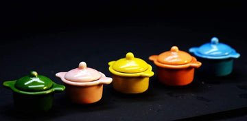 Hobby shop 5 Vintage Ceramic Mix Colorful Pot Dollhouse Miniatures Toys Supply Deco Food Kitchenware Cookware