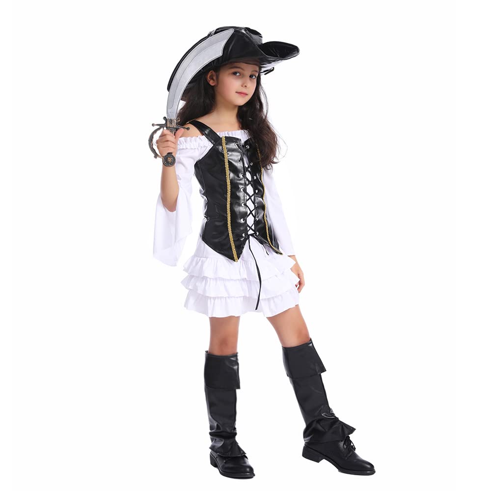 PGOND Cute Pirate Girls Halloween Dress up Costume (13-14Y)