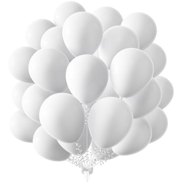 Kalor 12 Inch White Balloons, 50 Pcs Latex Helium Balloons For Kid'S Birthday Party, Baby Shower, Wedding, Graduate Party Decorations