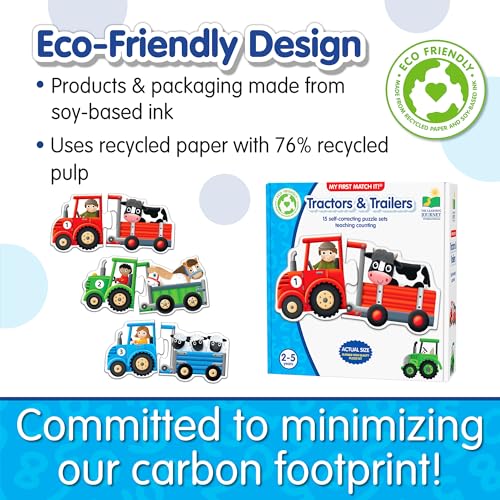 The Learning Journey: Match It! - Tractors & Trailers - 15 Self Correcting Puzzle Sets Teaching Counting - Preschool Learning To