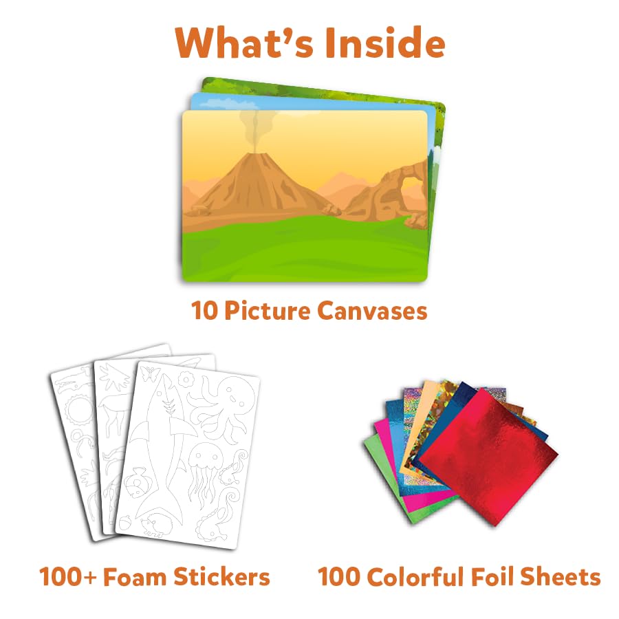 Skillmatics Foil Fun Dinosaurs Craft Kit - No Mess Art for Kids, Multi-Color, Ages 4-9, Model SKILL295FFWD
