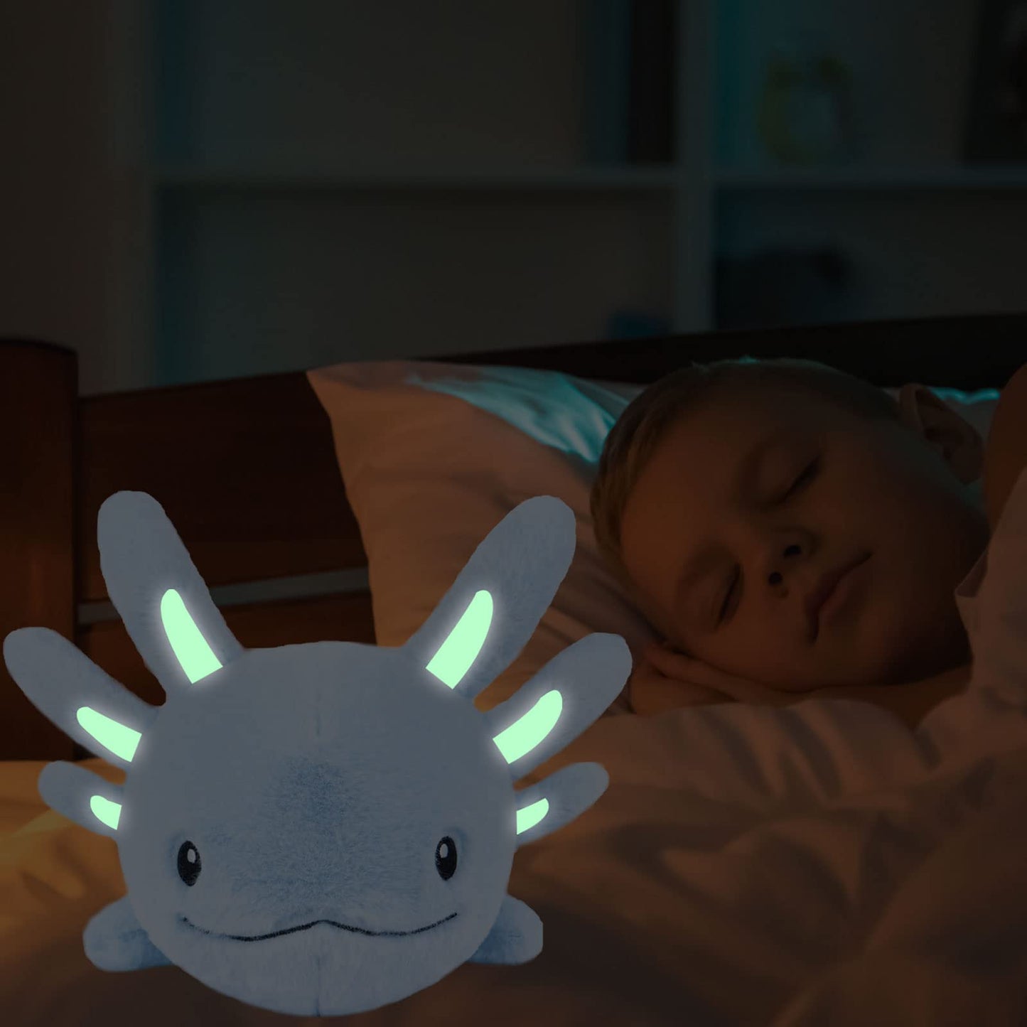 Niuniu Daddy 18' | 2.8 Pound Blue Axolotl Weighted Stuffed Animals For Kids Adults Girls, Giant Cute Axolotl Stuffy Plush Toy With Glowing Ears In The Dark, Kawaii Gifts For Holidays Christmas
