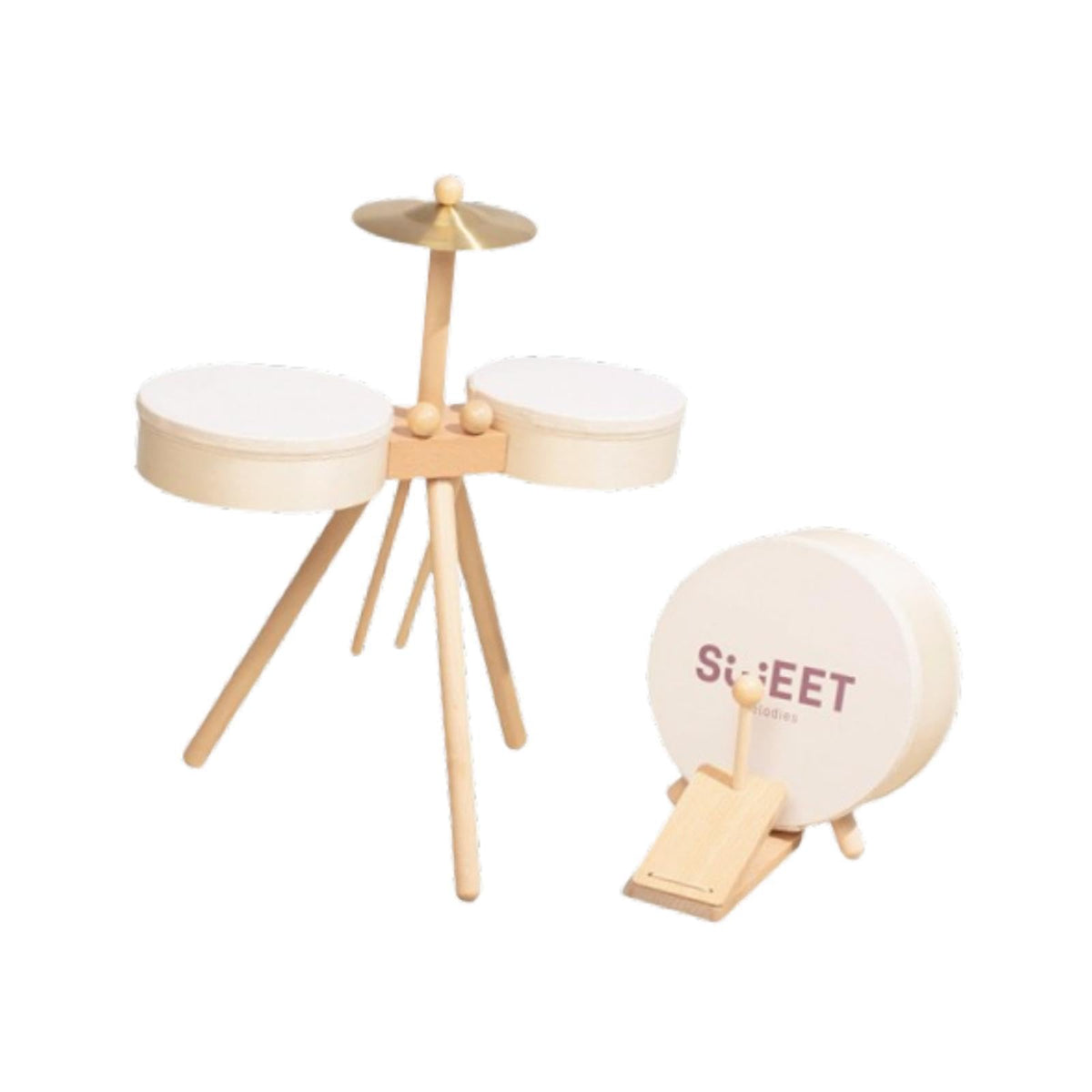 Zoomella Small Drum Set Music Practice Wooden Sensory Toys Educational Percussion Toy With Pedal Drum|Sets & Kits|Musical Instru