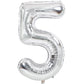 Toniful 40 Inch Silver Large Numbers Balloons 0-9, Number 5 Digital 5 Helium Balloons, Foil Mylar Big Number Balloons For Birthd