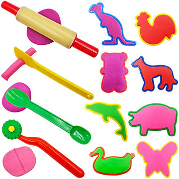 Frimoony Dough Tools Set For Kids, Various Plastic Molds, Assorted Colors, 45 Pieces