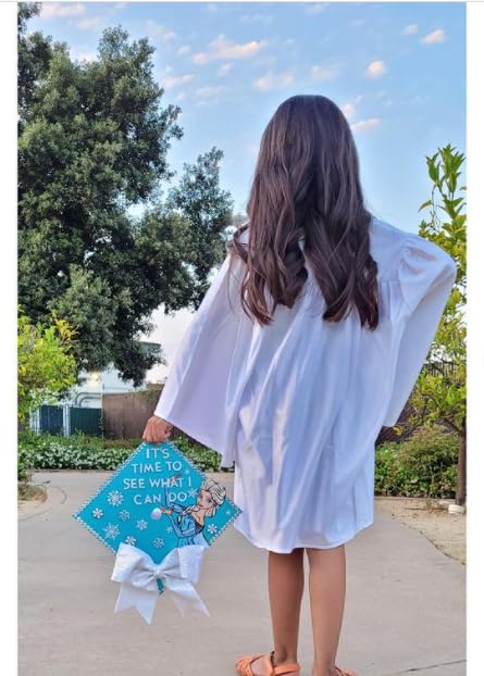 GradPlaza Shiny Choir Robe Kindergarten Preschool Graduation Gown Shiny Graduation Gown for Kids White Size 27