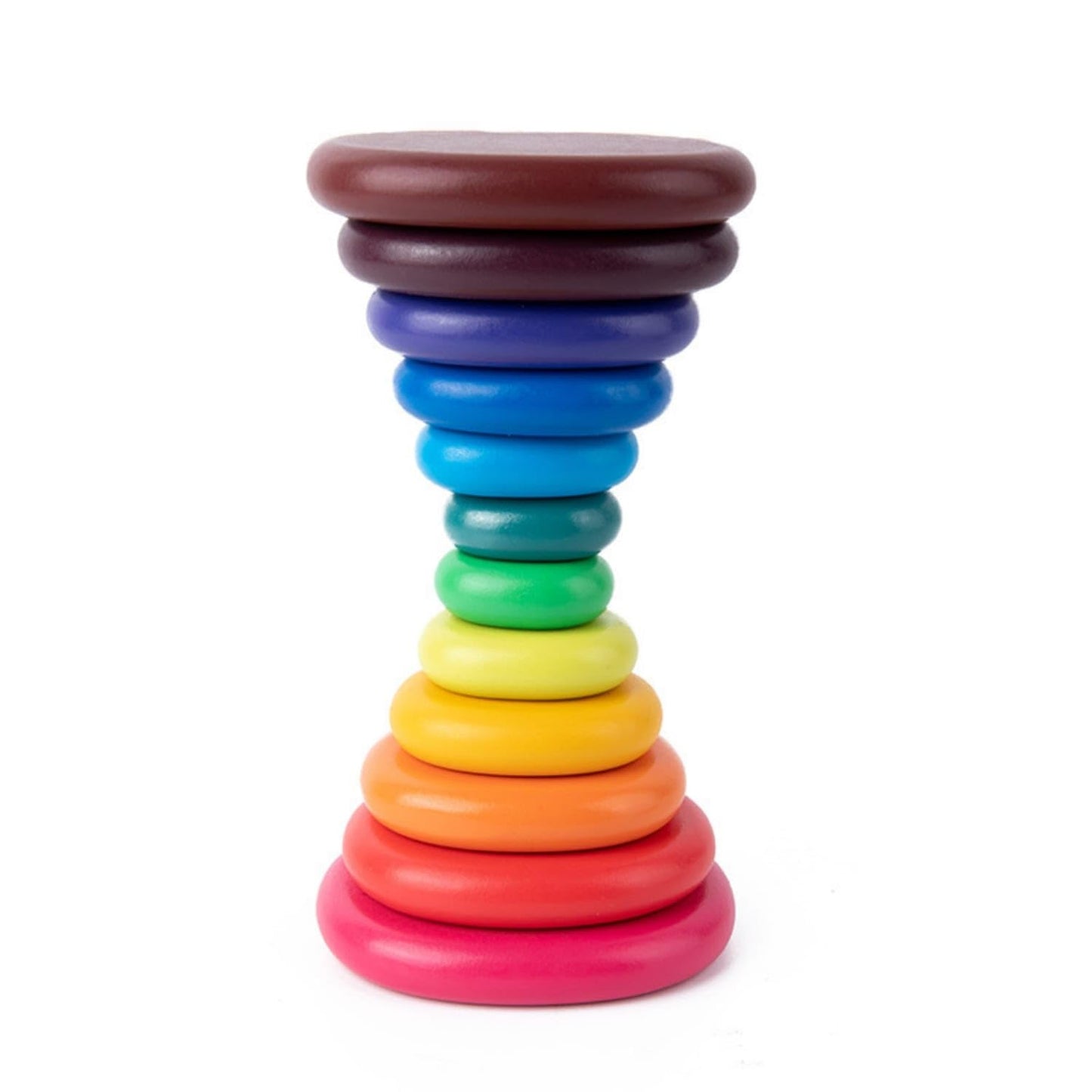 Ujeavette 12 Pieces Smooth Pebble Stacking Toy Bright Colors Stacking Stones Balanced Play Balancing Discs Fine Motor Skills, 12