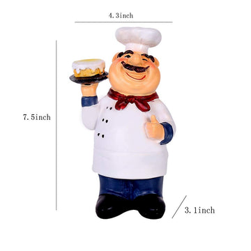 Holding Cake Resin Figurines Decorative American Chef Statue Figurines For Counter Restaurant Cafe Country Cottage Tabletop Kitc