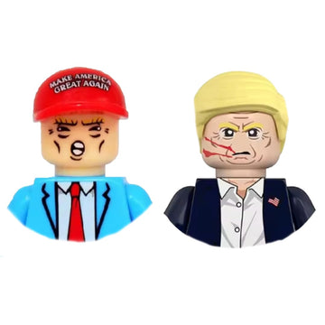 2PCS/Set 1.8'' Trump Parody Characters Mini Action Figures Building Blocks, Miniature Figurines Toys Cake Toppers (Political Sat