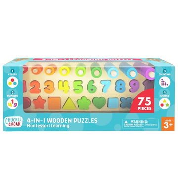 Chuckle & Roar Montessori Shapes & Numbers Wooden Puzzle